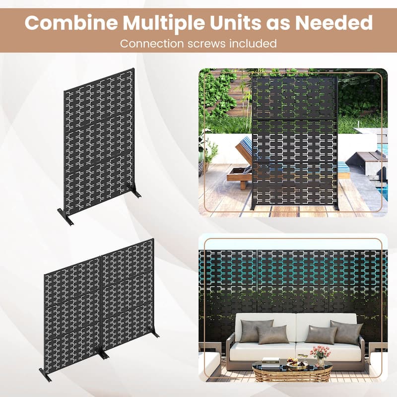 Costway 72”H x 48”W Metal Privacy Screen with Expansion Bolts & - See Details