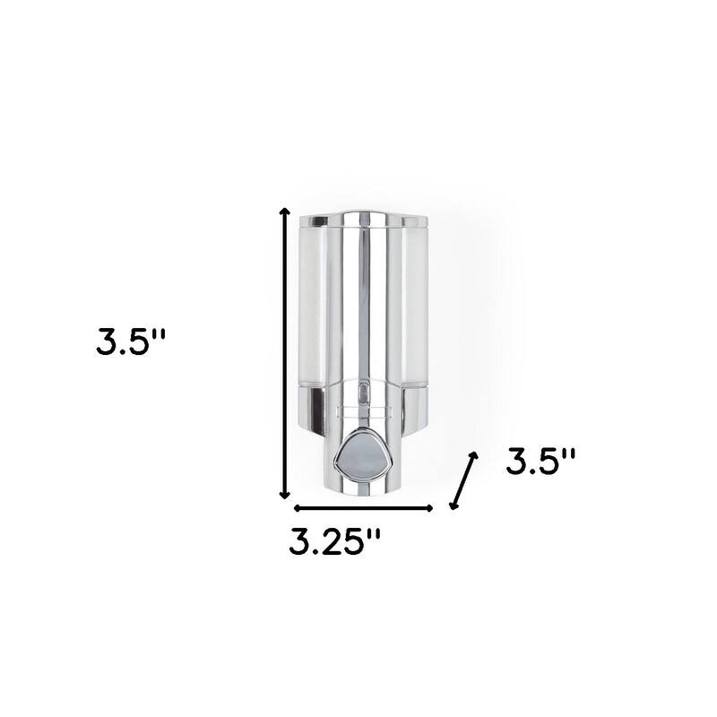 HomeRoots Silver Heavy Duty Plastic Wall Mount Soap Dispenser - 3.25' X '3.5' X '3.5