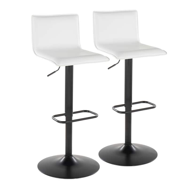 Porch & Den Mara Upholstered Adjustable Bar Stool with Rounded Rectangle Footrest (Set of 2)