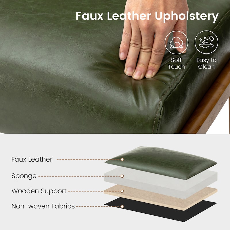 Glitzhome 30.75"H Mid-Century PU Leather Armchair with Ottoman Set