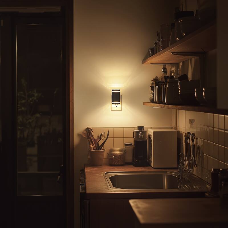 YANSUN Dual Plug-in Wall Sconce & Dimmable Night Light Set - Black Lamp Shade