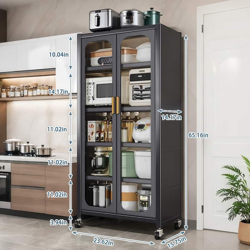 GDF Studio - Alabelle Modern Metal Storage Cabinet with Transparent Door
