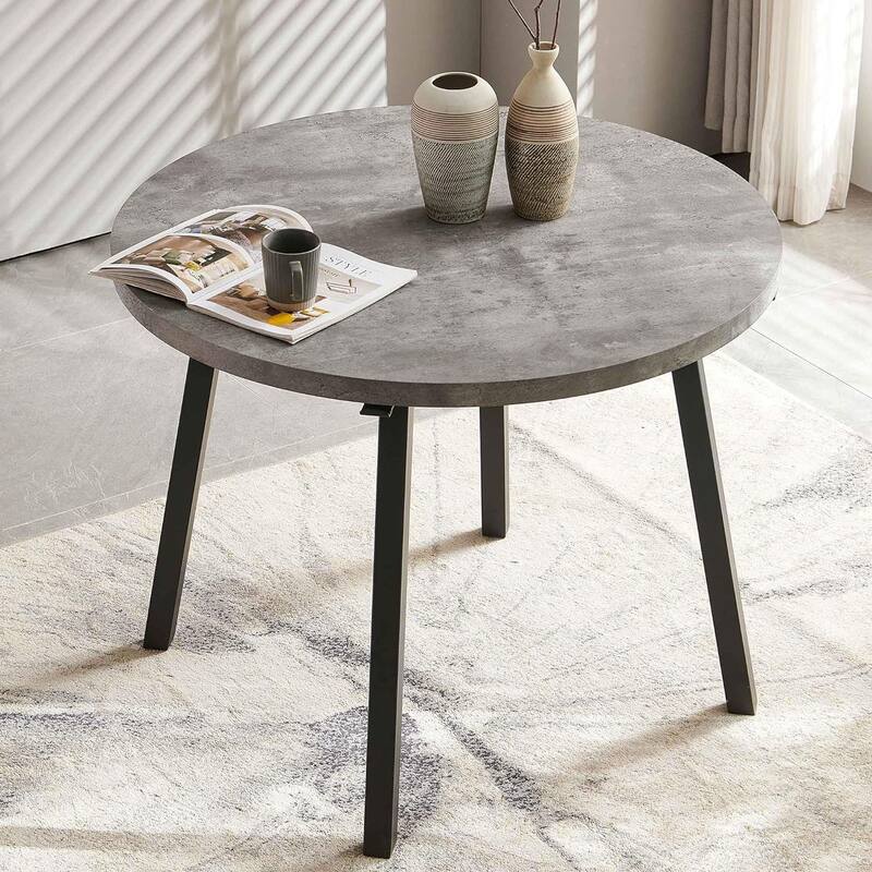Howtai 37" Round Home Kitchen Dining Table with Sturdy Metal Legs/Hooks - Grey