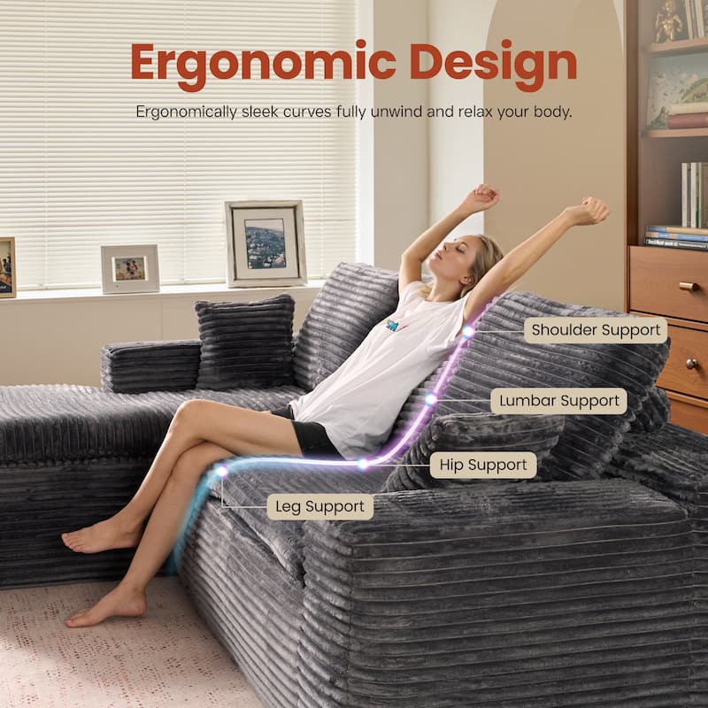 OVIOS No-Assembly L-Shaped Chaise Sofa