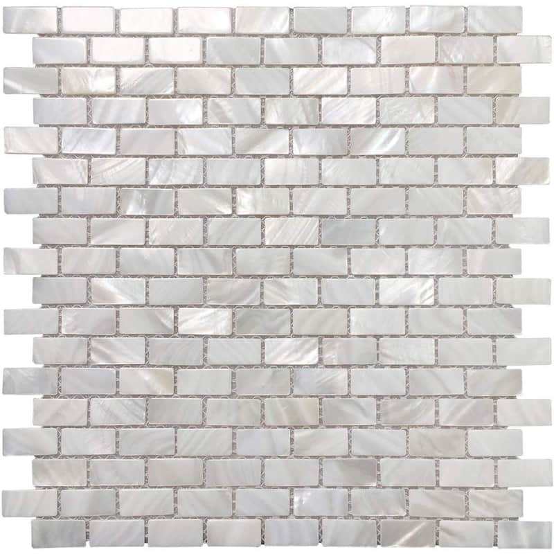 Art3d 12"x12" Mother of Pearl Tile White Opal Subway Pattern,Mosaic Tile for Kitchen Backsplashes - Pack of 10