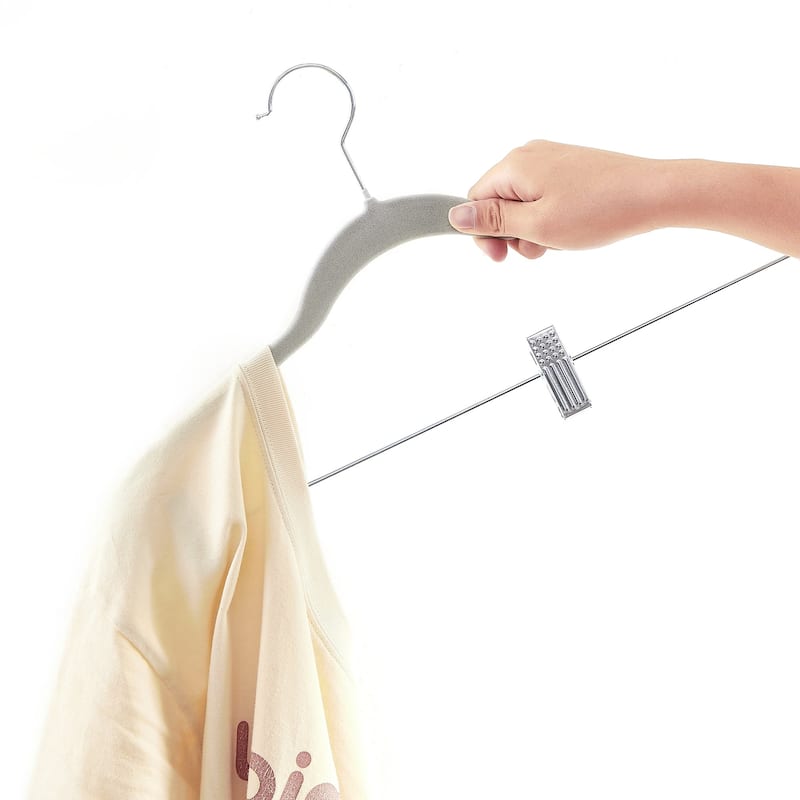 Javlergo 20-Pack Velvet Clothes Hangers, 16.5in Heavy-Duty Hangers with Adjustable Clips, Non-Slip, Space-Saving