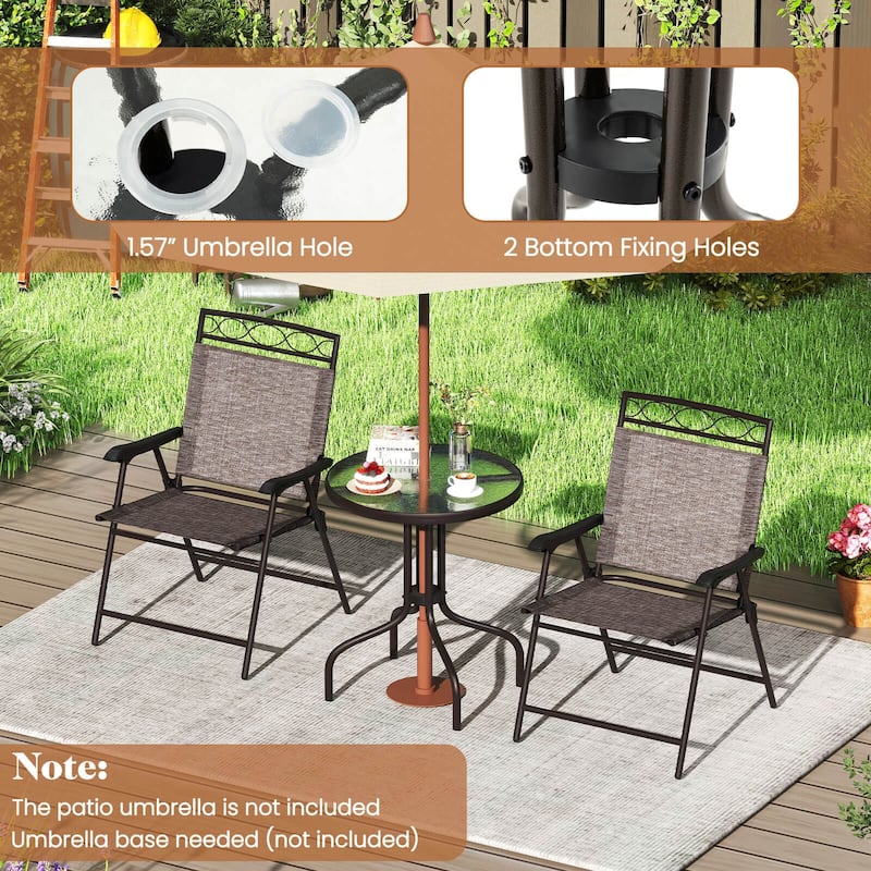Costway 3 PCS Outdoor Bistro Dining Furniture Set with 1.57" Umbrella - See Details