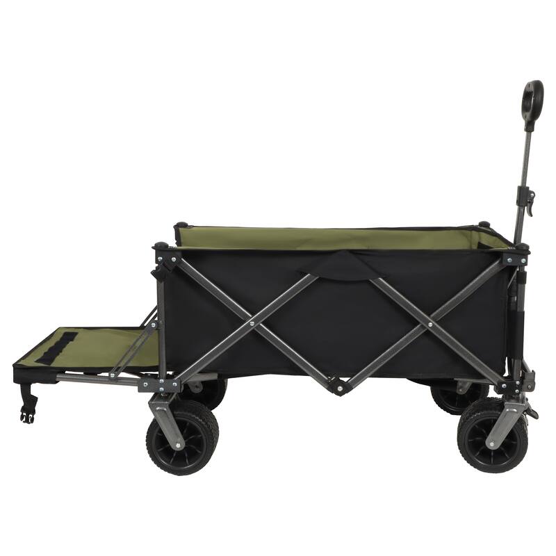49" Extra Long Collapsible Wagon with Tailgate - 400lb Capacity, 7"x4" All-Terrain Wheels