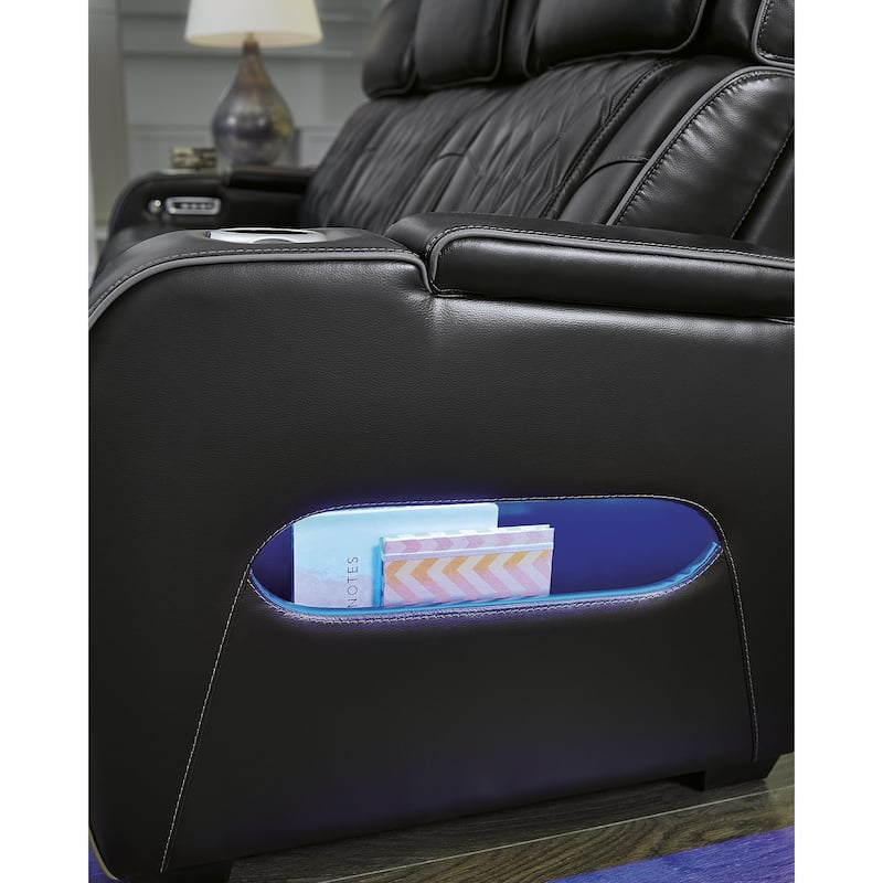 Signature Design by Ashley Boyington Black Power Reclining Loveseat with Console - 75"W x 40"D x 44.5"H