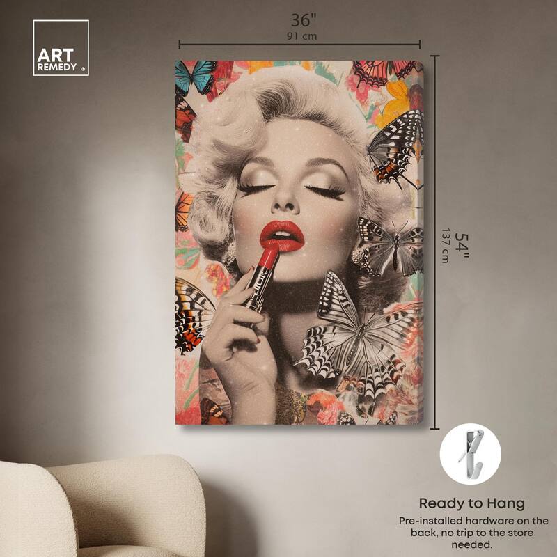 Iconic Lady Butterfly Collage Canvas by Art Remedy, Gallery Wrapped