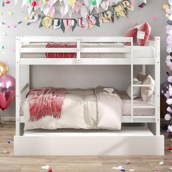 slide 2 of 56, Full Over Full Bunk Bed with Trundle, Convertible to 2 Full Size Platform Bed White