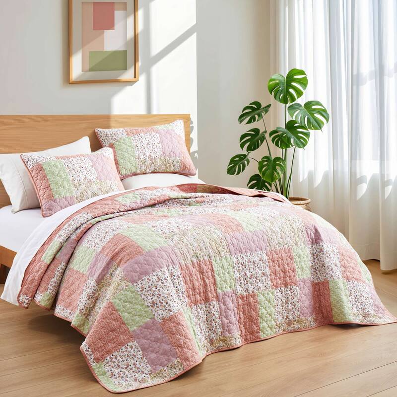 3-Piece Reversible Ultra Lighweight Coverlet Premium Microfiber Bedspread Quilt Set