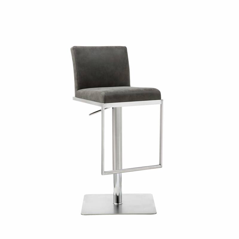 Small Contemporary Faux Leather Bar Stool with Upholstery Adjustable and Footrest Support - 18"L X 16.5"W X 31-41"H