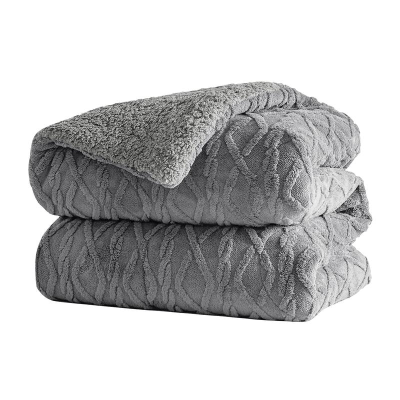 3 Pieces Sherpa Fleece Comforter Set Fluffy Comforter Bedding Set with 2 Pillowcases