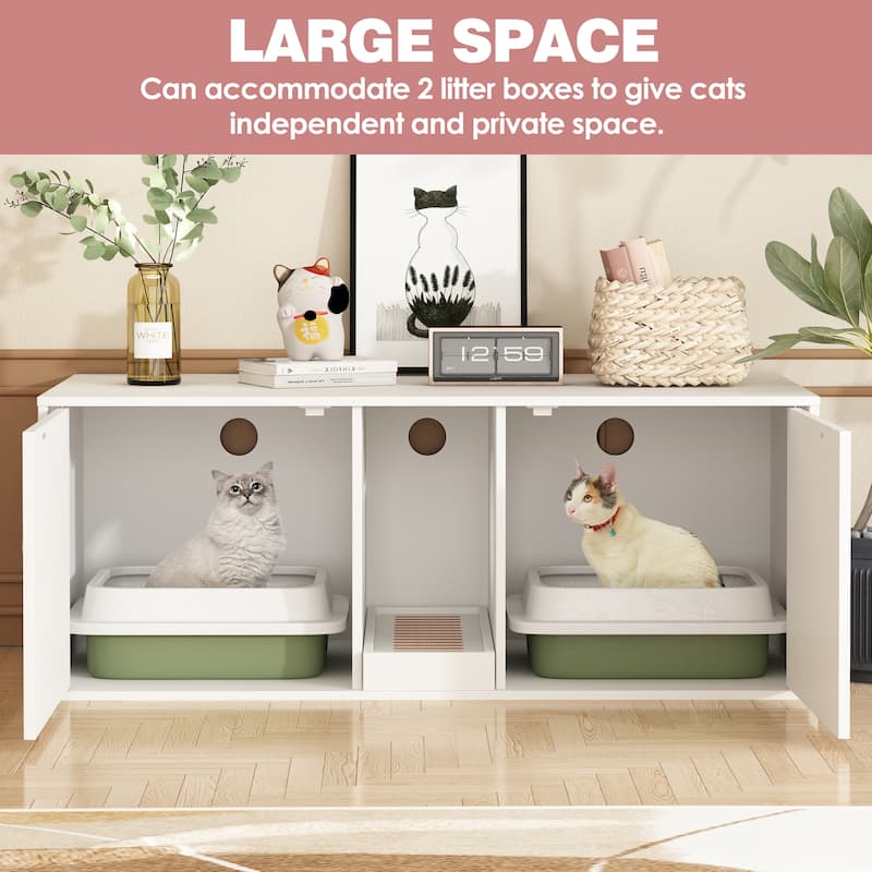 Modern Cat Litter Cat Enclosure,Washroom,Cabinet with two Large Rooms.