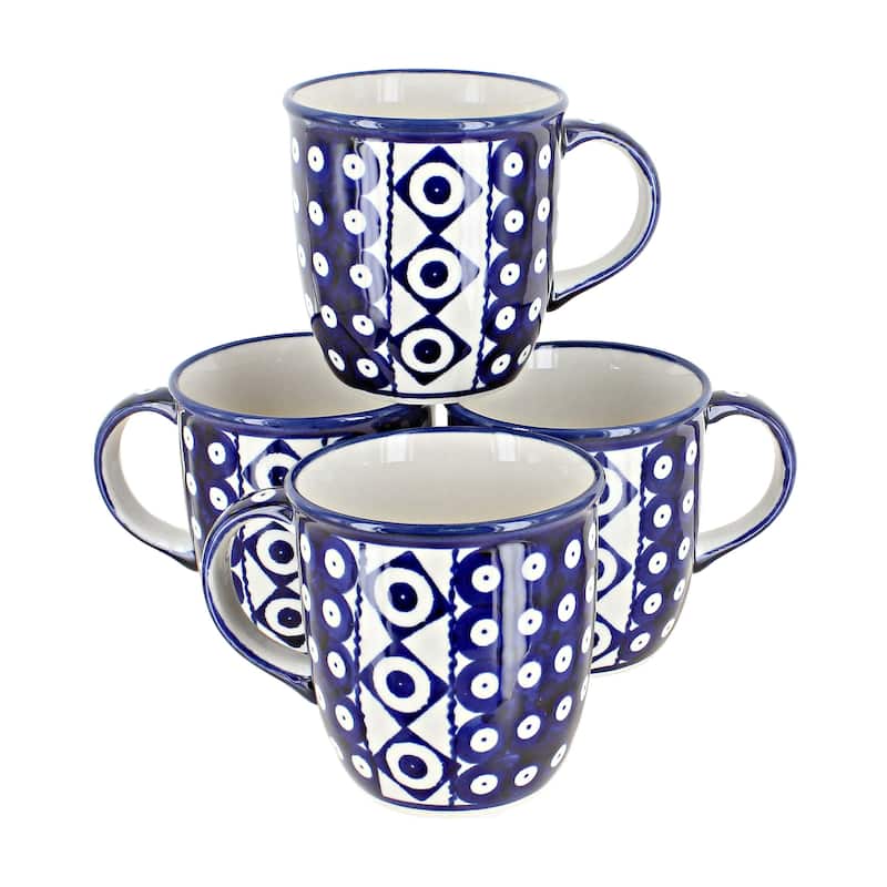 Blue Rose Polish Pottery 1800 Zaklady 4PC Mug Set - Xena