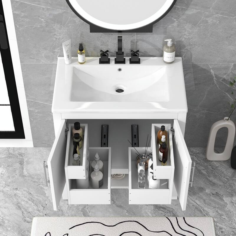 30" Bathroom Vanity with Sink, Multi-functional Cabinet with Doors and Drawers