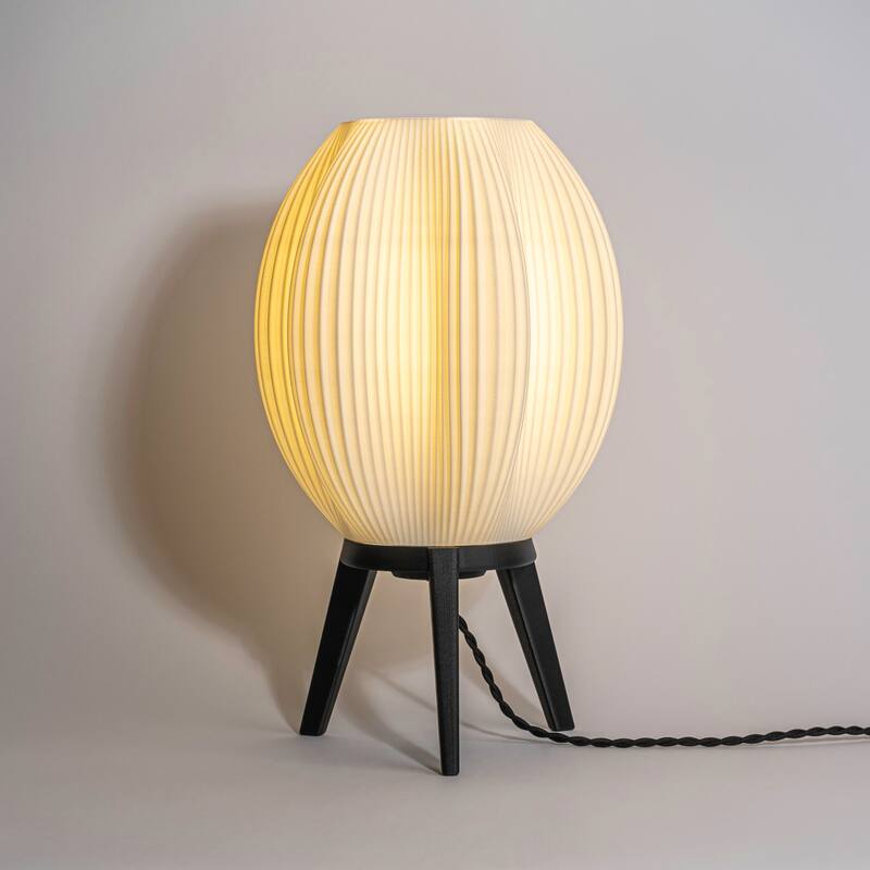 Wavy 16.5" Modern Contemporary Plant-Based PLA 3D Printed Dimmable LED Table Lamp, by JONATHAN Y