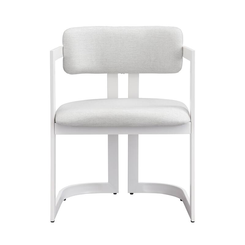 Upholstered Dining Chairs Set Of 2,Fabric Armchairs With Beige Seating Metal Frame,265 Lbs Weight Capacity