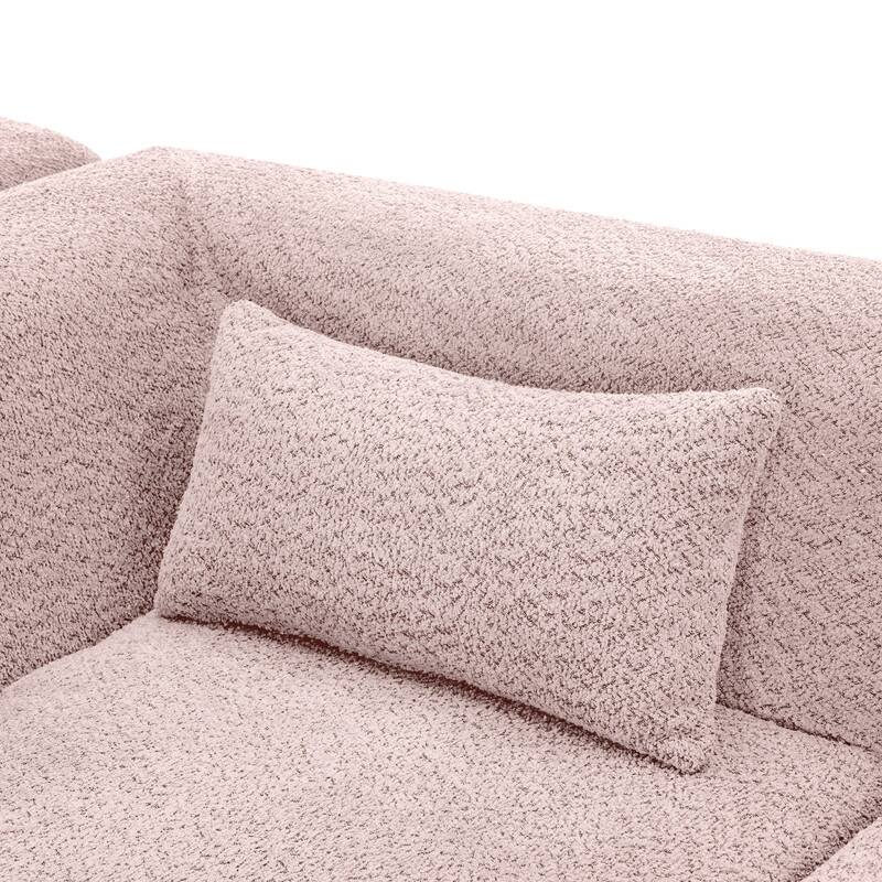 Free Combination Upholstered Sectional Sofa, Sofa Set with Curved Chaise Lounge, Large Floor Couch with Pillows