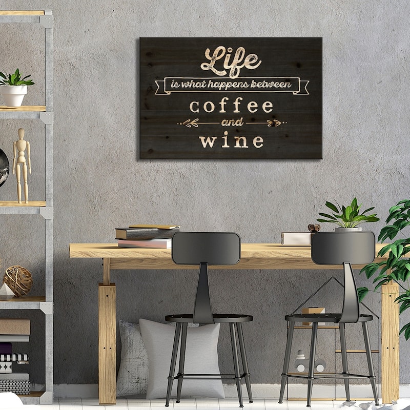Coffee & Wine Print On Wood by Amanda Murray - Multi-Color