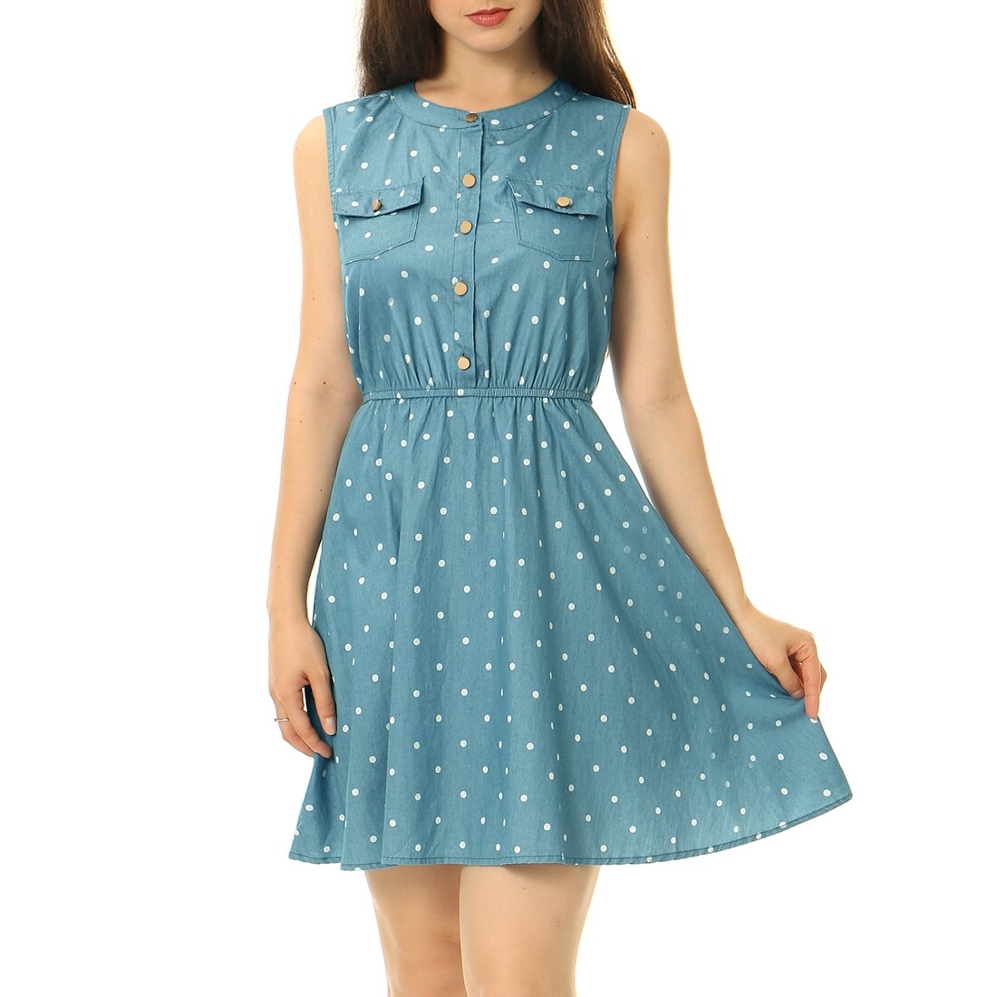 womens sleeveless denim dress