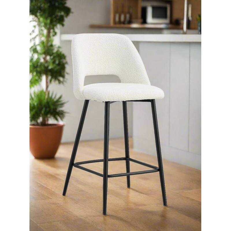 Prescott Boucle Counter Stools (Set Of 2) Boucle Upholstered - White