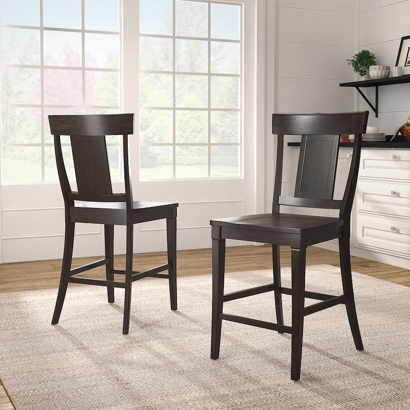 Ronda Panel Back Wood Counter Height Chairs (Set of 2)