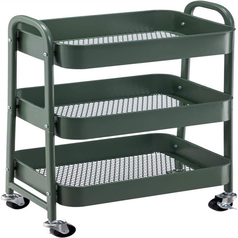 3 Tier Metal Utility Cart - 11.42"D x 15.35"W x 30"H