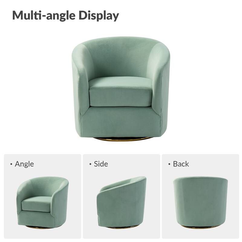 Eleuterio Modern Upholstered Swivel Accent Barrel Chair with Metal Base Set of 2 by HULALA HOME