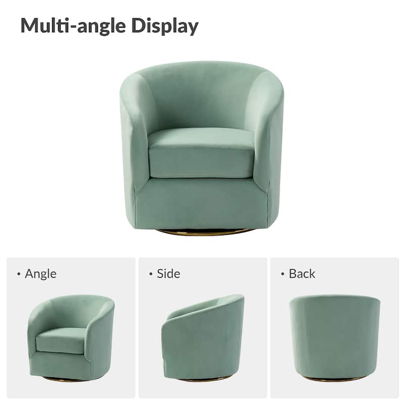 Eleuterio Modern Velvet Curved Swivel Accent Barrel Chair with Metal Base by HULALA HOME