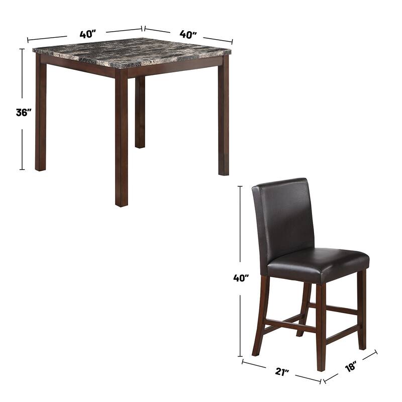 5 Piece Counter Height Dining Set with Footrest