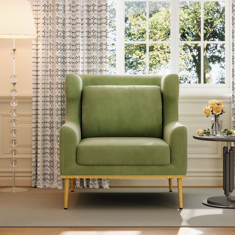 Modern Armchair Velvet Accent Chair Reading Chair Single Sofa Chair for Living Room, Bedroom, or Reading Corner