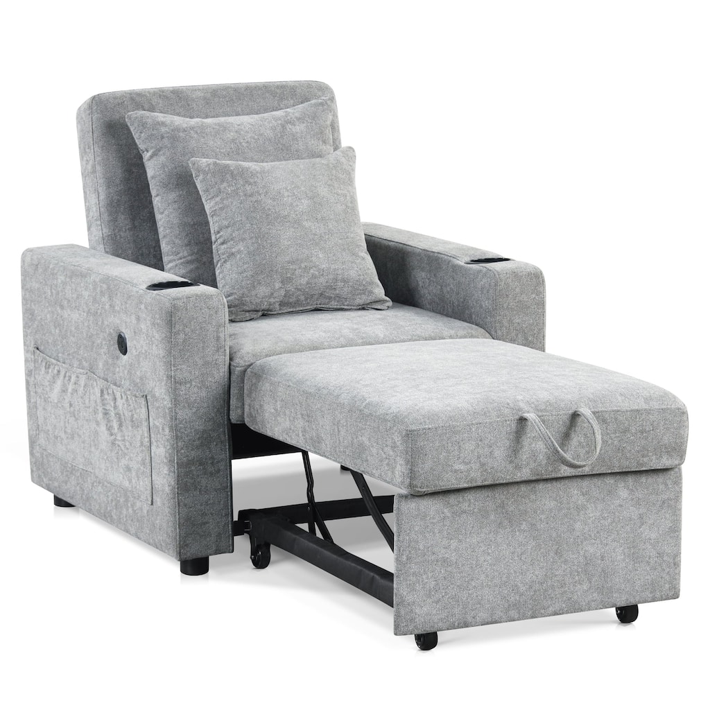 MCombo 3 in 1 Convertible Sleeper Sofa Bed, Pull Out Couch with Adjustable Backrest, Upholstered Recliner Chair VN6001