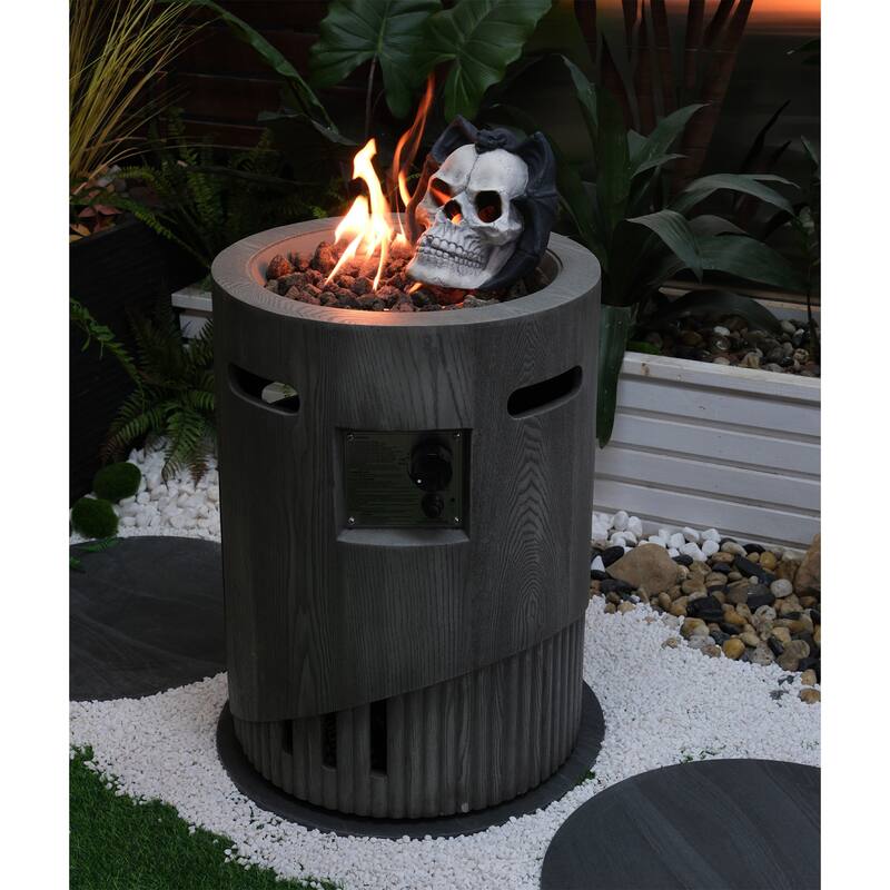 20 in. W x 20 in. D x 26 in. H Round Gas Burning Outdoor Fire Pit in Antique Dark Grey