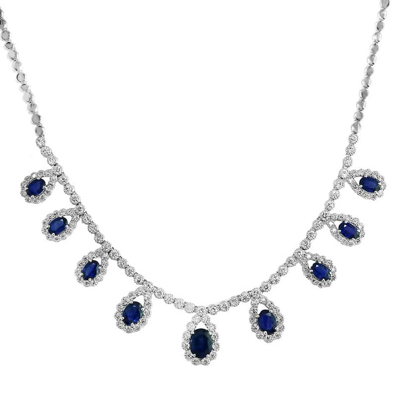 EFFY 14K Gold Diamond Natural Sapphire Cocktail Necklace