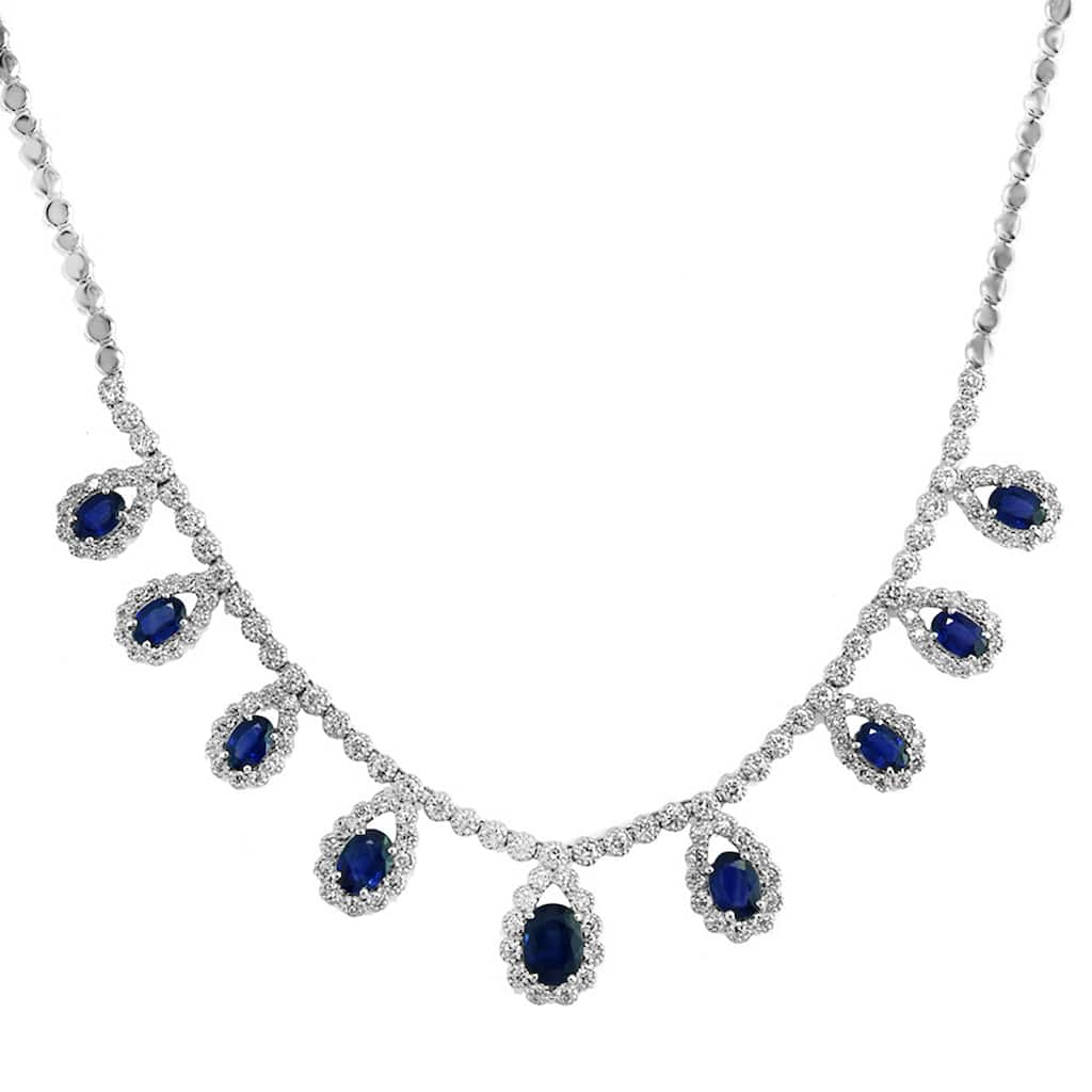EFFY 14K Gold Diamond Natural Sapphire Cocktail Necklace