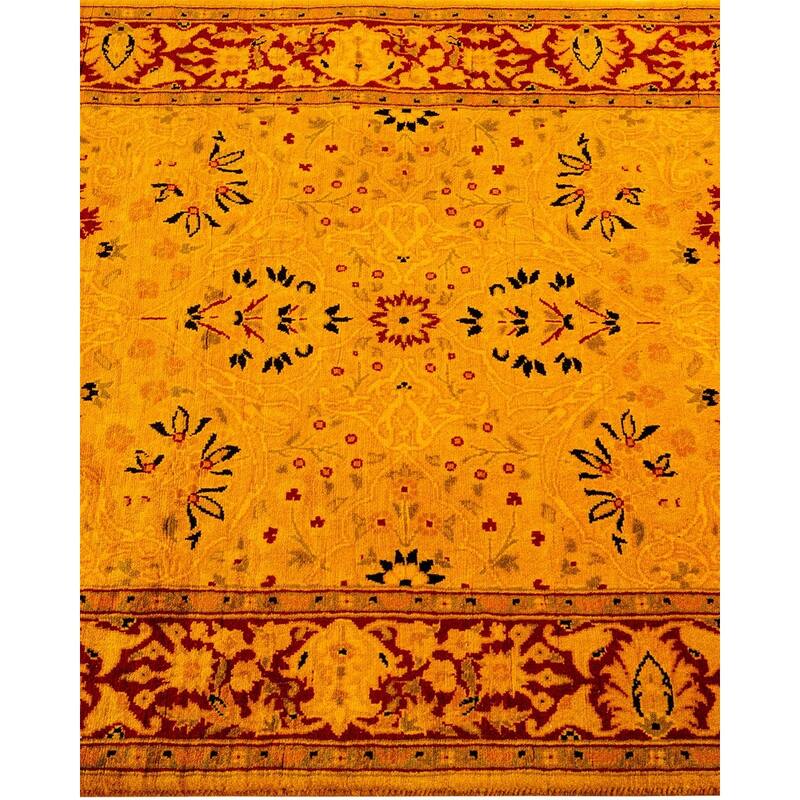 Overton Hand Knotted Wool Vintage Inspired Modern Contemporary Overdyed Yellow Runner Rug - 2' 7" x 8' 2"