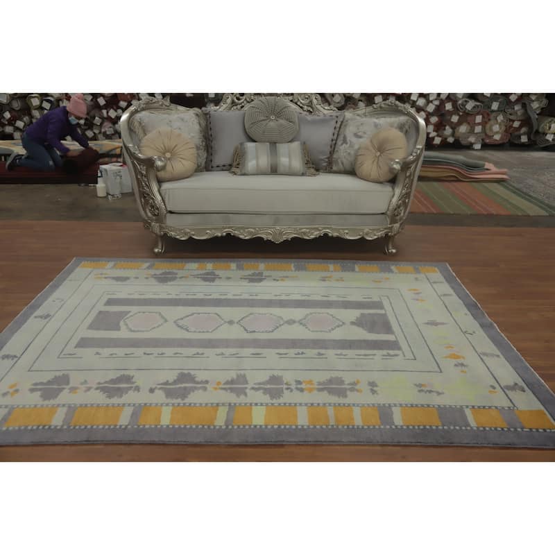 Geometric Gabbeh Vegetable Dye Area Rug Handmade Wool Carpet - 8' 4'' X 5' 11''