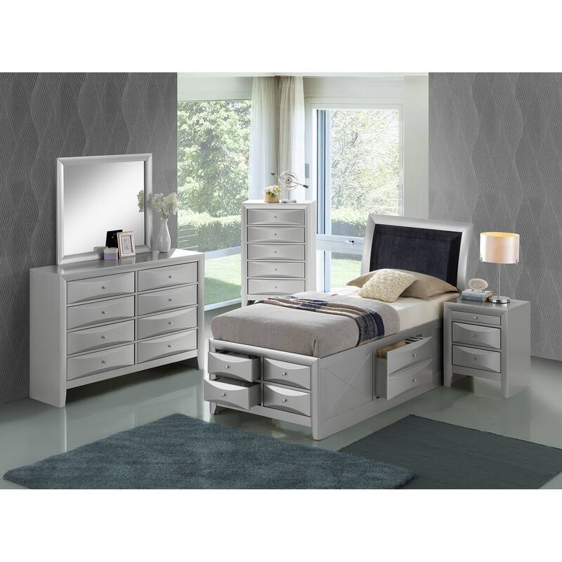 Marilla Twin Panel Beds - Silver Champagne