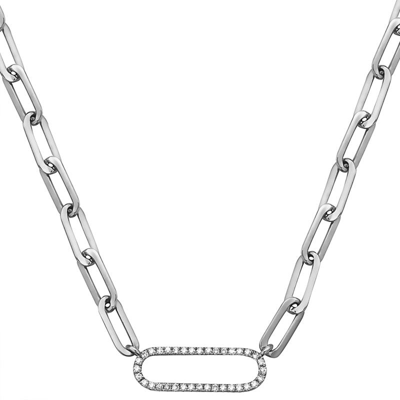 EFFY 925 Sterling Silver Diamond Paperclip Chain Necklace