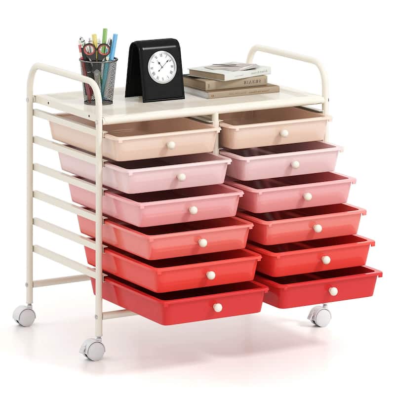 Costway 12 Drawers Rolling Cart Storage Scrapbook Paper Studio - See Details