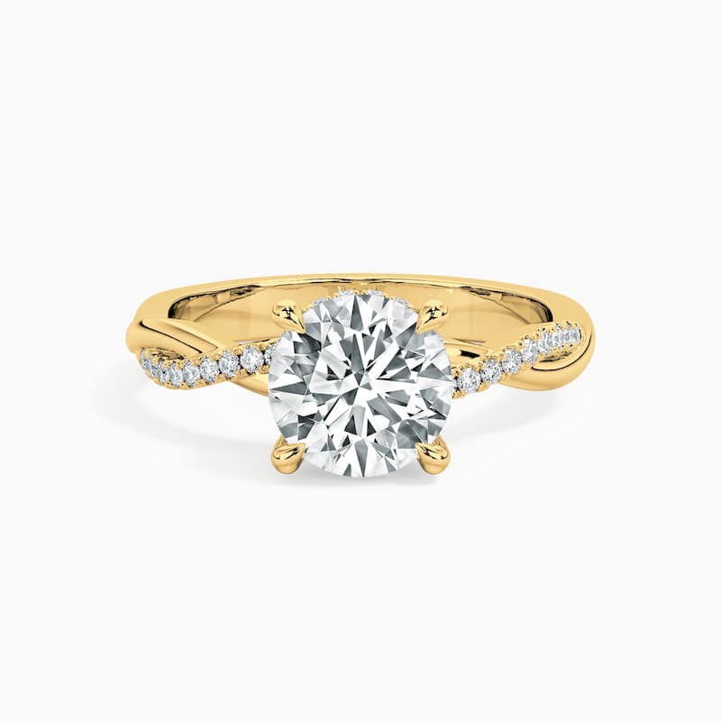 Auriya 14kt Yellow Gold Lab Grown Round Diamond Classic Dainty Twist Hidden Halo Engagement Ring (F-G, VS)