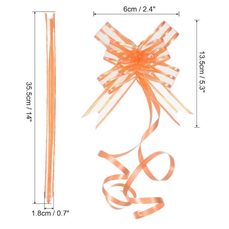 40Pcs 2.4" Chiffon Pull Bows Present Wrapping String Bows Ribbon Red - Orange