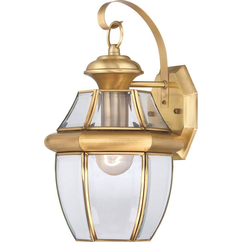 Roseto Gaines 1 Light 14" Tall Outdoor Wall Sconce with Clear Glass - Polished Brass