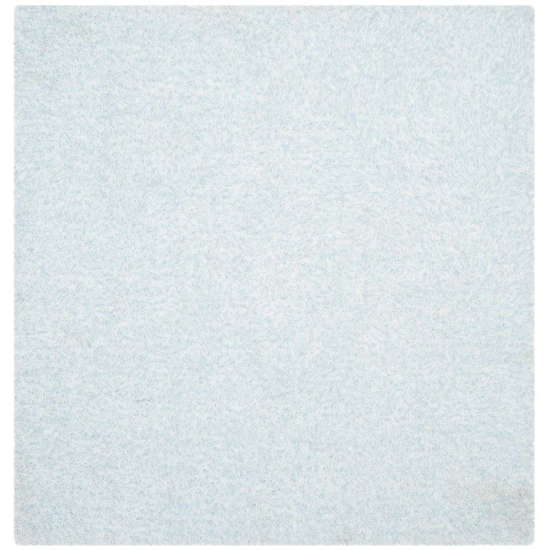 SAFAVIEH Handmade Toronto Shag Mikaela Polyester Rug - 5' Square - Ivory/Aqua
