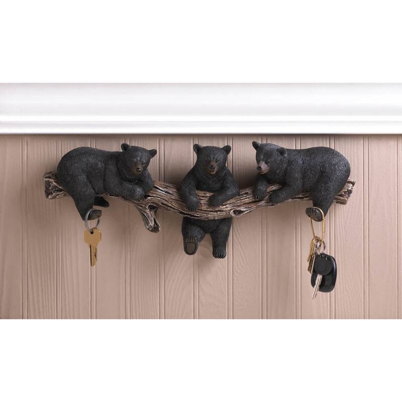 Bear Trio Hooks Wall Plaque - 18.25" - Black