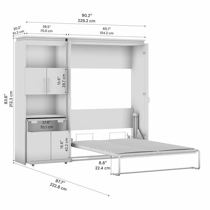Orion Full Murphy Bed with Storage Cabinet and Fold-Out Desk by Bestar