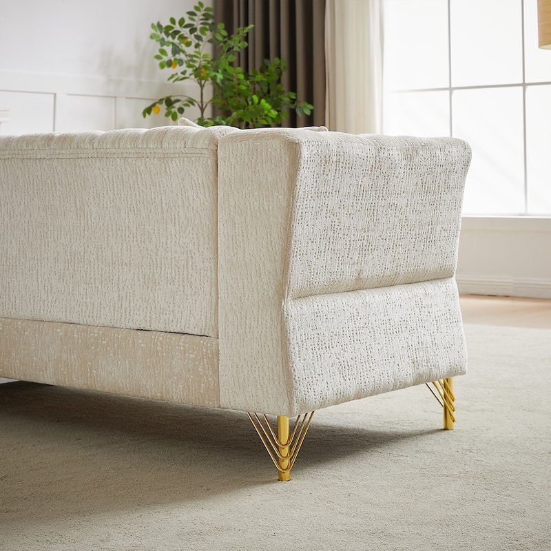 81.5" Chenille L-Shaped Sectional Sofa, 5-Seater Corner Couch with 3 Cushions