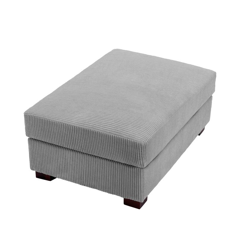 Modern Rectangle Oversized Stripe Corduroy Ottoman